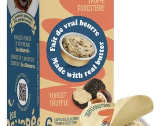 Les Beurrés Forest Truffle Butter is made with real butter and flavored with forest truffles. The pack contains 6 individual 15g portions.