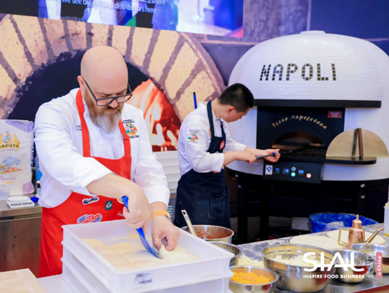 People making pizza at SIAL Shanghai