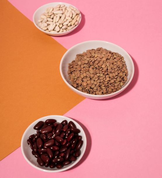 Mixed beans in bowls