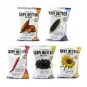 WAY BETTER  - Sprouted seed natural snacks. No gluten or trans fat. No artificial colours, flavours or preservatives. Low sodium. Good source of fibre. Kosher. Suitable for vegans.<br/>SIAL PARIS 2014