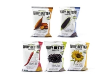 WAY BETTER  - Sprouted seed natural snacks. No gluten or trans fat. No artificial colours, flavours or preservatives. Low sodium. Good source of fibre. Kosher. Suitable for vegans.<br/>SIAL PARIS 2014