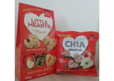 LITTLE HEARTS MUESLI WITH APPLE AND CHIA - Muesli bites with fruits and chia rich in beta-glucans and fiber. Heart-shaped bites. With 54% whole grain oat. <br/>SIAL CHINA 2017