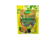 Bebeto Fruit Snack - Assortment of enriched fruit gummy candy. Made with 85% fruit juice from concentrate. Enriched with vitamins A, C and E. Source of fiber and calcium. No preservatives. 13 flavors: coconut, pineapple, pear, orange, banana, strawberry, grape, peach, mango, passion fruit, lemon, strawberry and plum. 65 calories per bag. 7 pouches to go.<br/>SIAL PARIS 2016