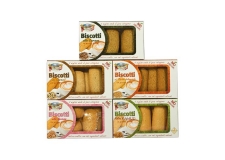 Biscotti da latte / Breakfast Cookies - Organic biscuits made with selected cereals for breakfast. No trans fat. With cane sugar. European certification. In a box with see-through window.<br/>SIAL PARIS 2016