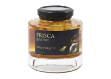 Honey with Garlic  - Garlic honey in a sophisticated pot. With sliced dried garlic.<br/>SIAL PARIS 2014