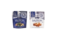 Salmon Snacks - Crunchy salmon snacks. Norwegian salmon. In a stand-up pouch.<br/>SIAL PARIS 2014