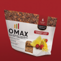 OMAX barres nutritives - Barre nutritive vendue au rayon frais ou surgelé. Cuite au four. Sans conservateur. Source de fer et fibres. Pauvre en sodium.<br/>SIAL CANADA 2015