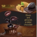 OLIVES AND ALMONDS IN BITTER CHOCOLATE - Kalamata olives stuffed with almonds and covered with bitter chocolate. Color and preservative free.<br/>SIAL MIDDLE EAST 2015