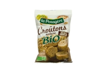 Croûtons nature au blé complet Bio 75g - Organic whole wheat croutons. European and AB certification.<br/>SIAL PARIS 2016
