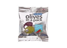 Olives in a pack - Olives in an individual pouch for on-the-go snacking.<br/>SIAL PARIS 2014