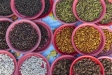 A market stand with many different edible insects in Vientiane, Laos